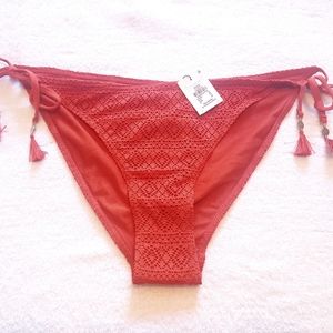 NEW Boho Bikini red orange swimsuit bottoms